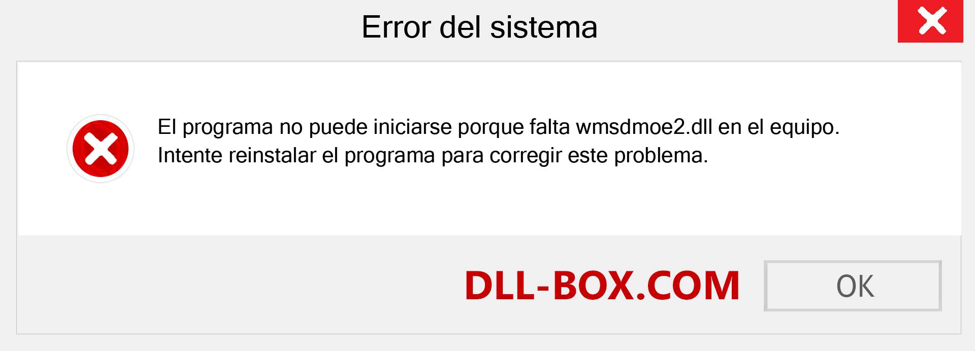 ¿Falta el archivo wmsdmoe2.dll ?. Descargar para Windows 7, 8, 10 - Corregir wmsdmoe2 dll Missing Error en Windows, fotos, imágenes