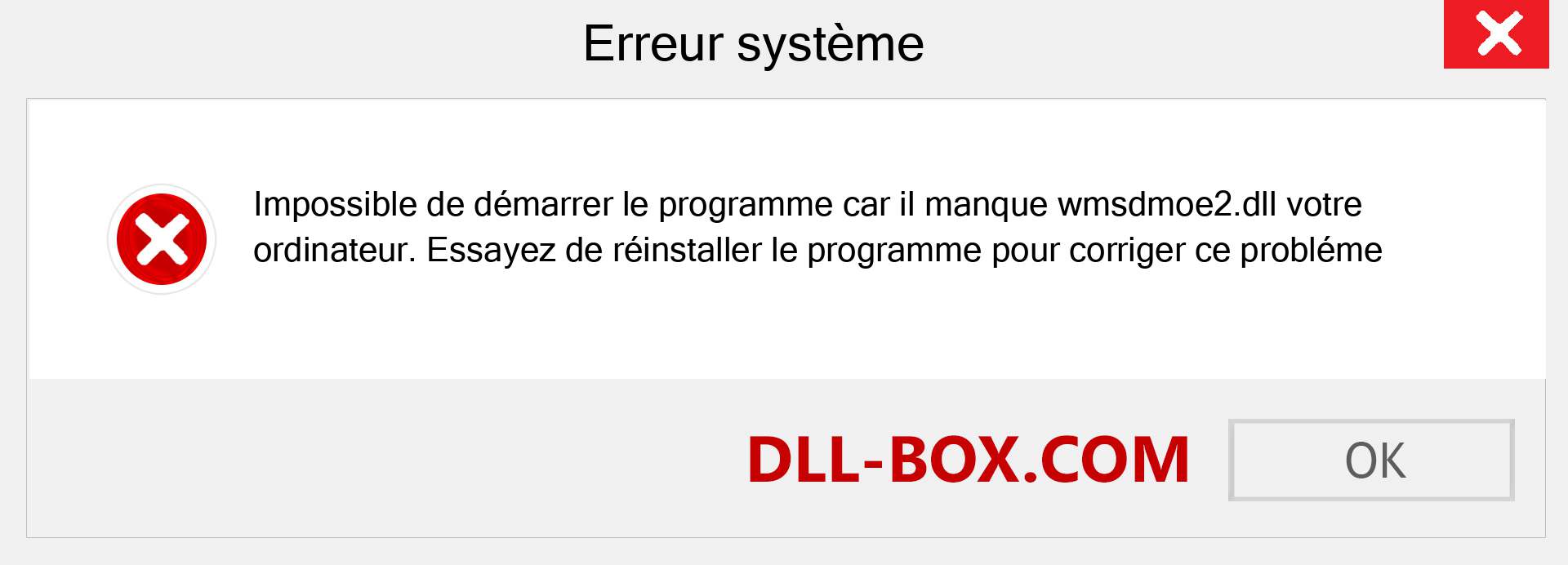 Le fichier wmsdmoe2.dll est manquant ?. Télécharger pour Windows 7, 8, 10 - Correction de l'erreur manquante wmsdmoe2 dll sur Windows, photos, images