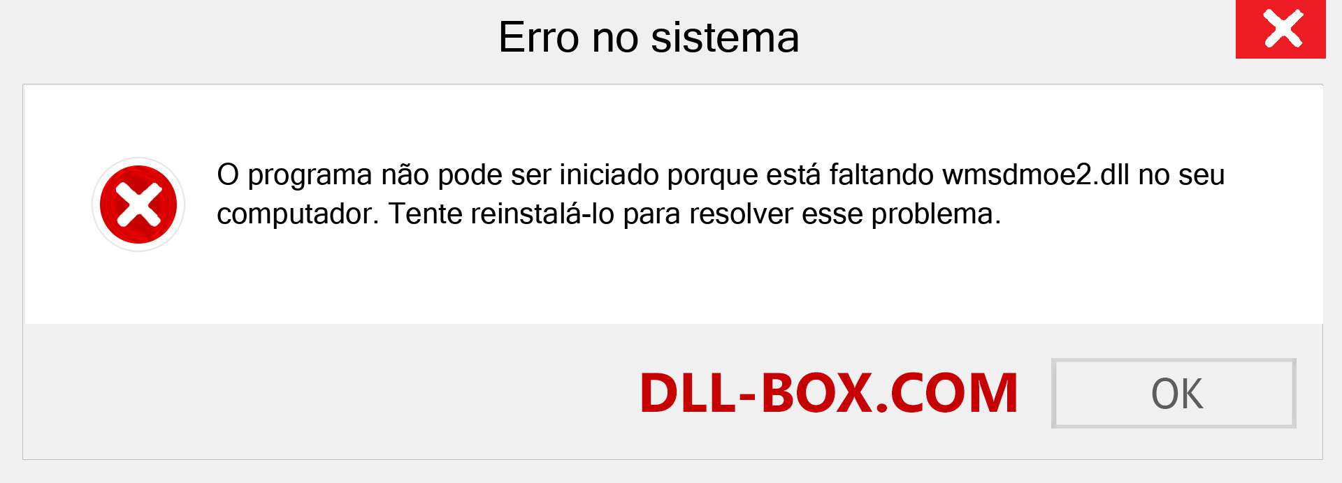 Arquivo wmsdmoe2.dll ausente ?. Download para Windows 7, 8, 10 - Correção de erro ausente wmsdmoe2 dll no Windows, fotos, imagens